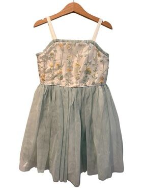 Zunie Mint Green Floral Embroidered Tulle Party Dress